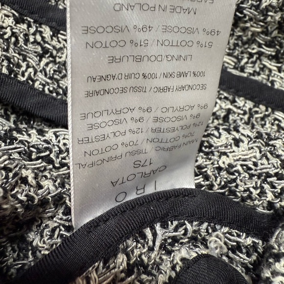 IRO Carlota Tweed Boucle’ Asymmetrical Black and Gray  Jacket Blazer Size 4 - Picture 10 of 10